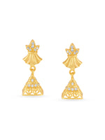 Detailed close up of SIJA Gold Queen Pyramid Jhumka showing pyramid dome design and premium sterling silver craftsmanship