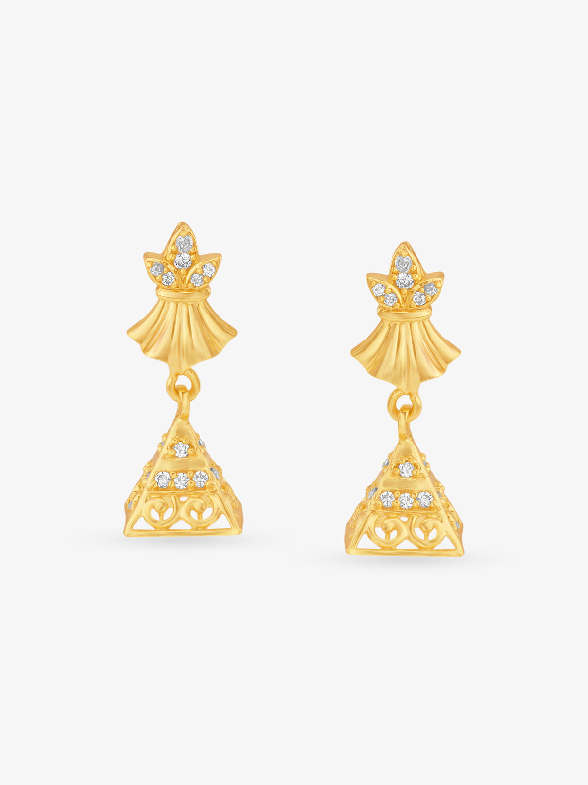 SIJA 925 Silver Gold Queen Pyramid Jhumka gold plated womens earrings elegant accessory front view