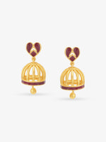 SIJA 925 Silver Gold Red Heart Jhumka gold plated womens earrings elegant accessory front view