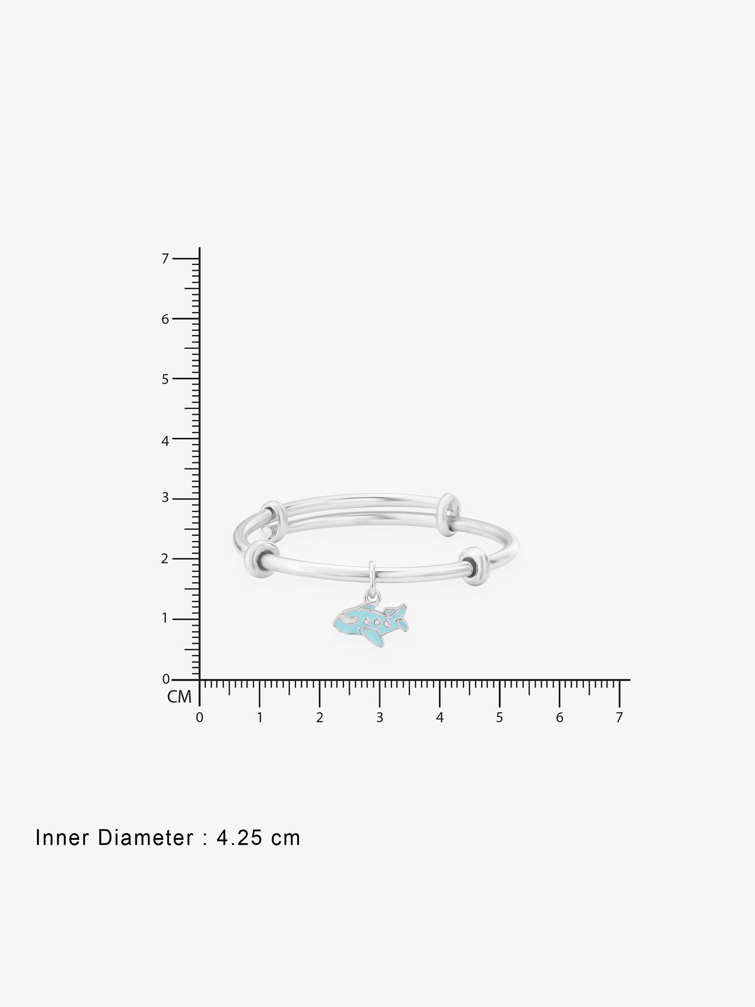 Reverse view of SIJA Kids Bracelet with Airplane Charm showing BIS 925 hallmark certified sterling silver jewellery made in India
