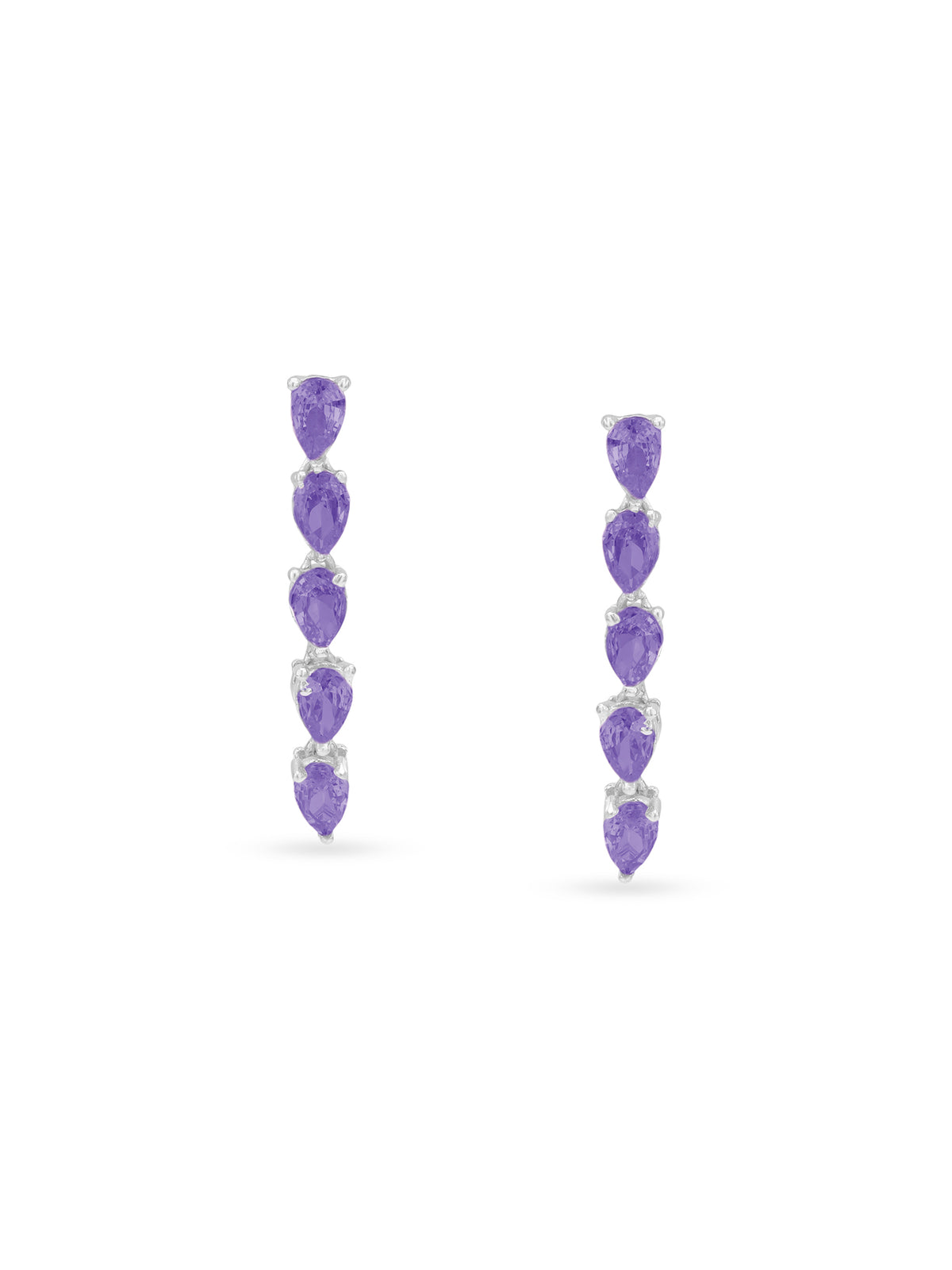 Amethyst Drop Crown Earrings showing sparkling purple stone crown design