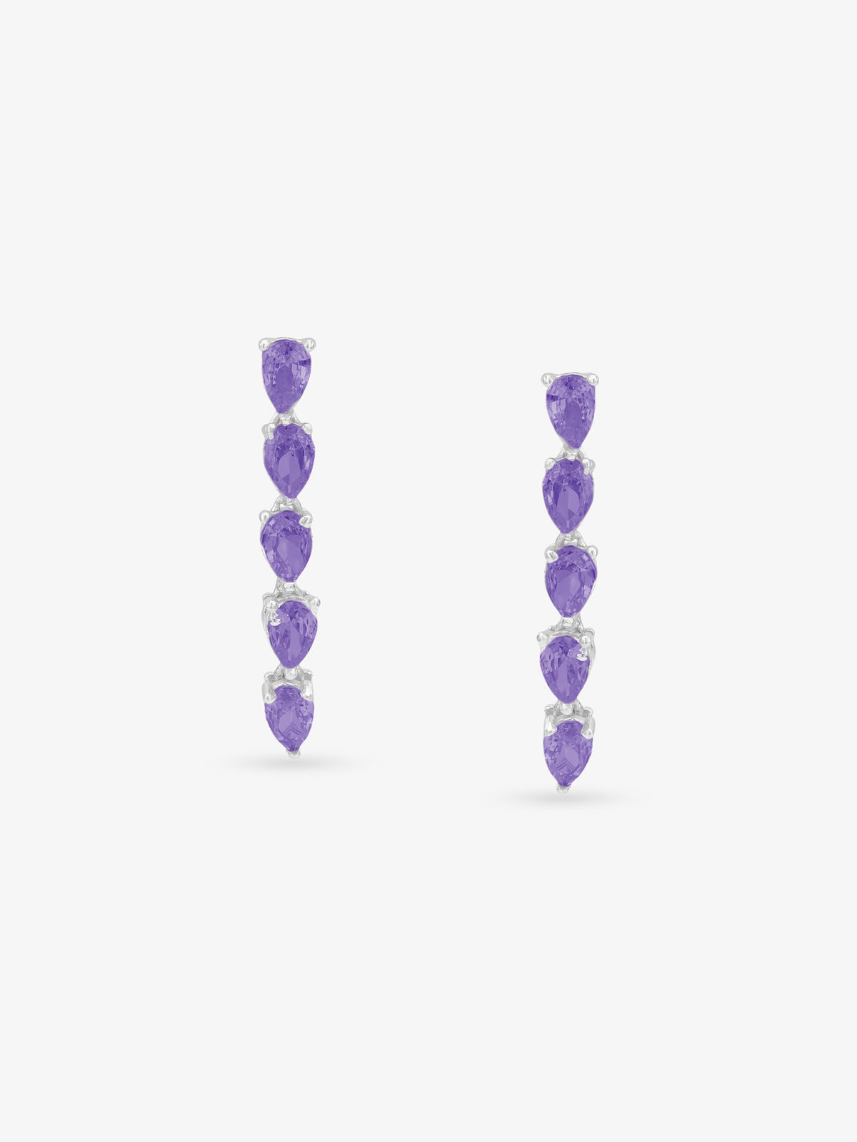 SIJA 925 Silver Amethyst Drop Crown Earrings elegant sterling silver jewellery front view