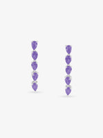 SIJA 925 Silver Amethyst Drop Crown Earrings elegant sterling silver jewellery front view