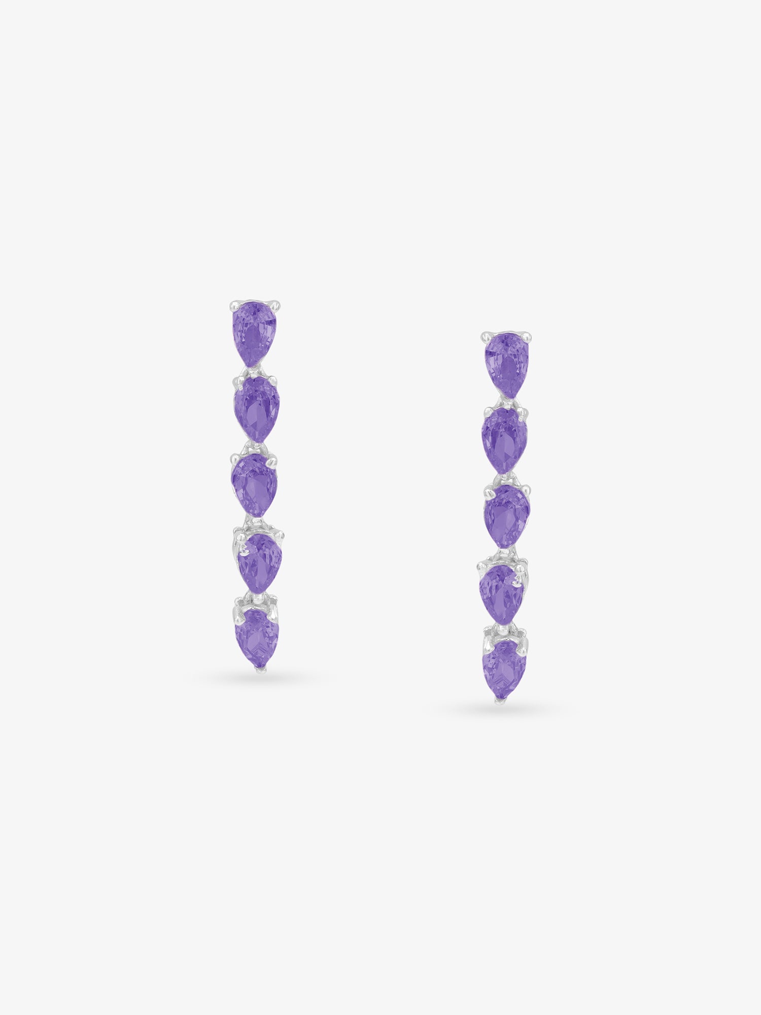 SIJA 925 Silver Amethyst Drop Crown Earrings elegant sterling silver jewellery front view