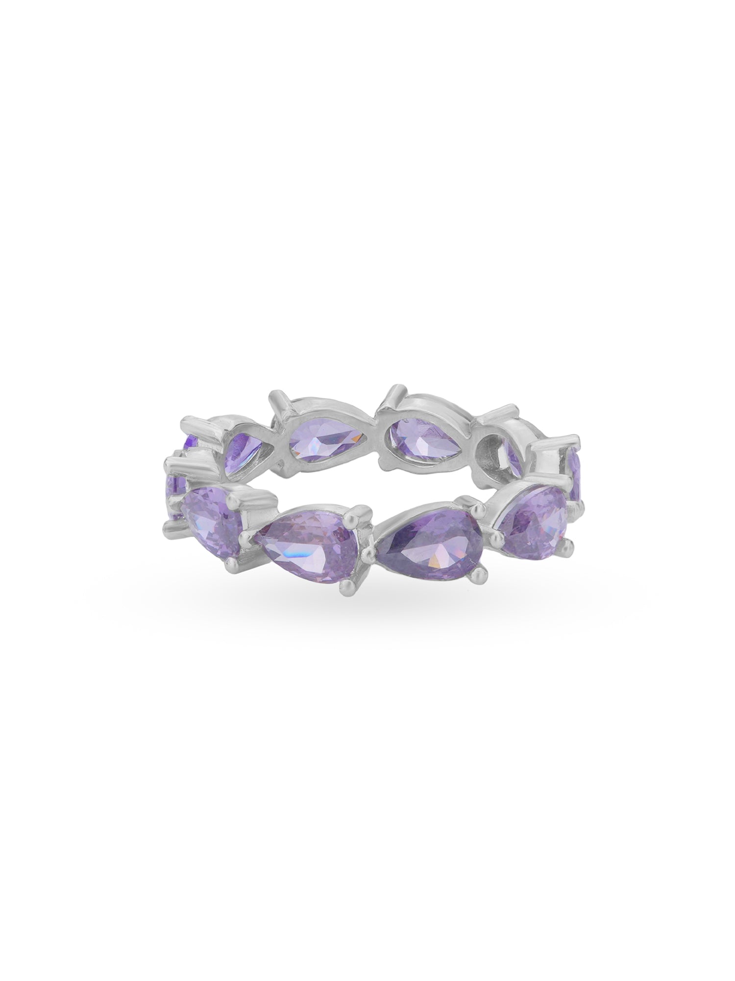 Inner band detail of SIJA 925 Silver Amethyst Drop Crown Ring showcasing smooth finish and premium sterling silver quality