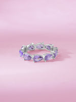 Detailed close up of SIJA 925 Silver Amethyst Drop Crown Ring highlighting sparkling amethyst stone crown charm craftsmanship
