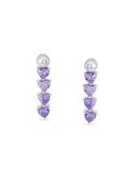Detailed close up of SIJA 925 Silver Heart Stone Drop Earrings showing sparkling heart shaped stone and handcrafted silver finish