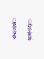 SIJA 925 Silver Heart Stone Drop Earrings elegant sterling silver jewellery accessory front view