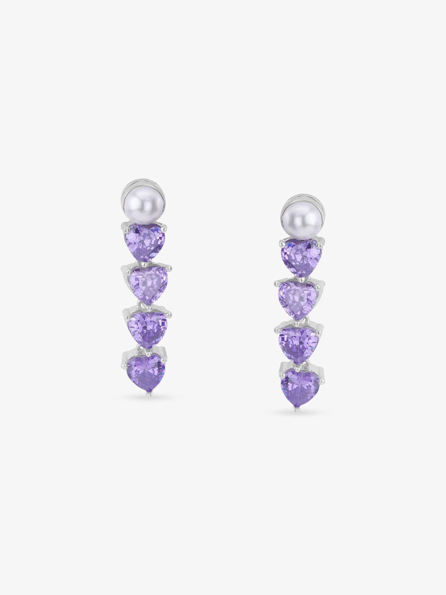 SIJA 925 Silver Heart Stone Drop Earrings elegant sterling silver jewellery accessory front view