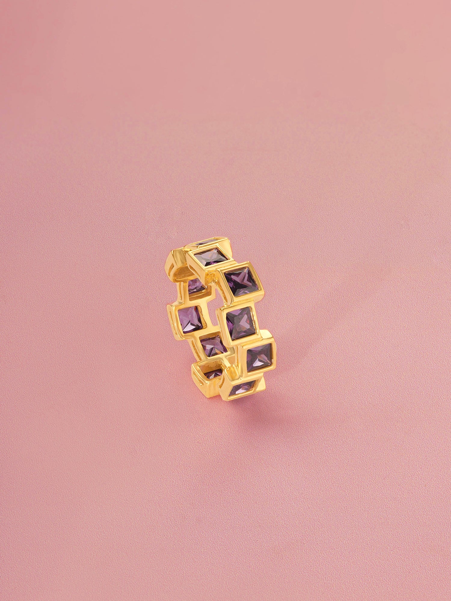 Gold Amethyst Square Ring