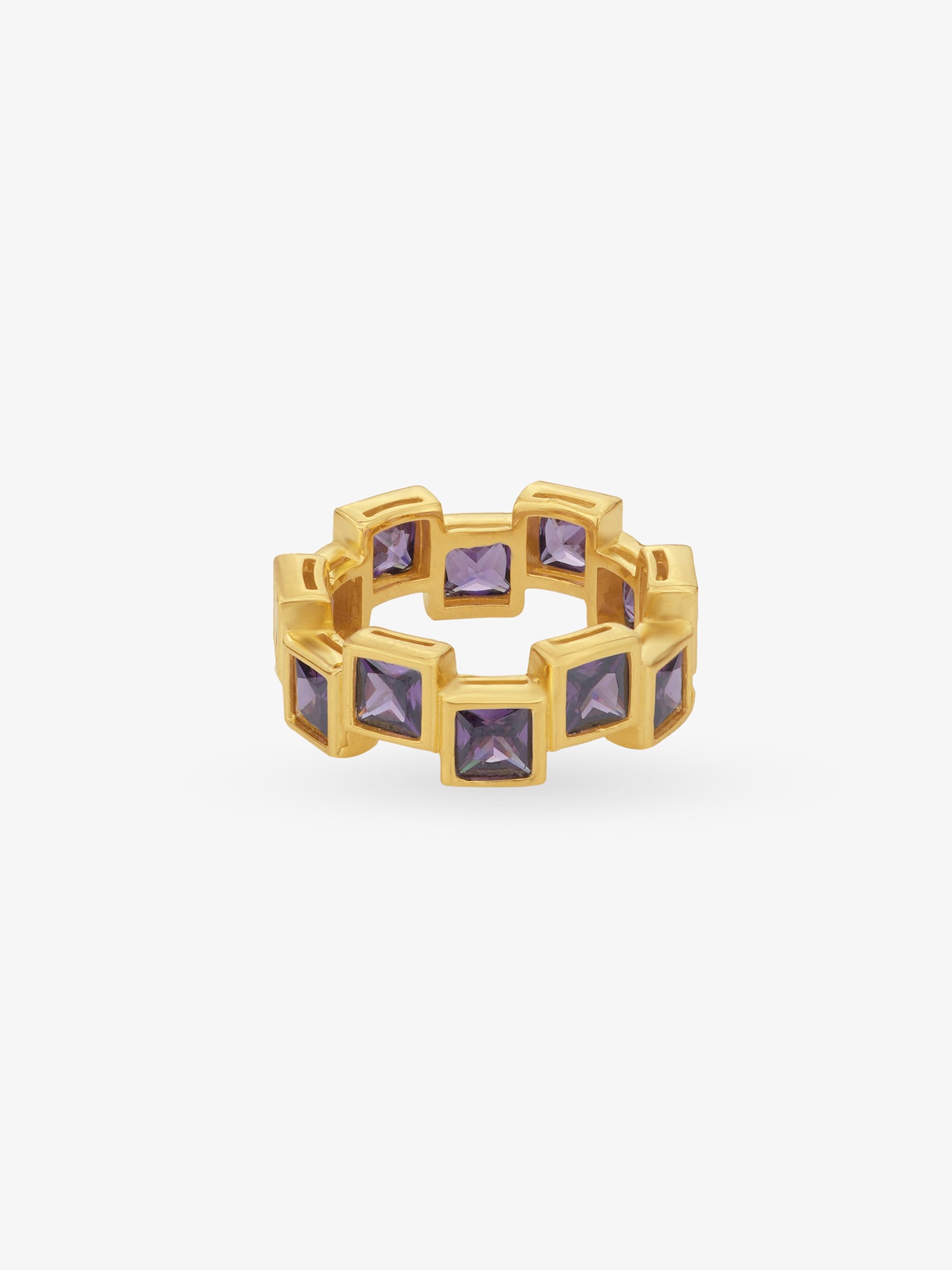 Gold Amethyst Square Ring