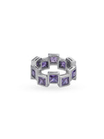 Inner band detail of SIJA 925 Silver Amethyst Square Stack Ring showcasing smooth finish and premium sterling silver quality