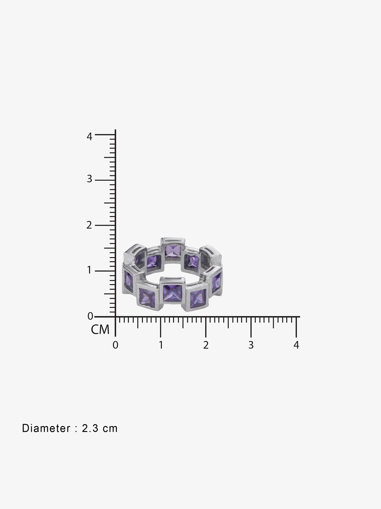 Reverse view of SIJA 925 Silver Amethyst Square Stack Ring BIS 925 hallmark certified sterling silver jewellery