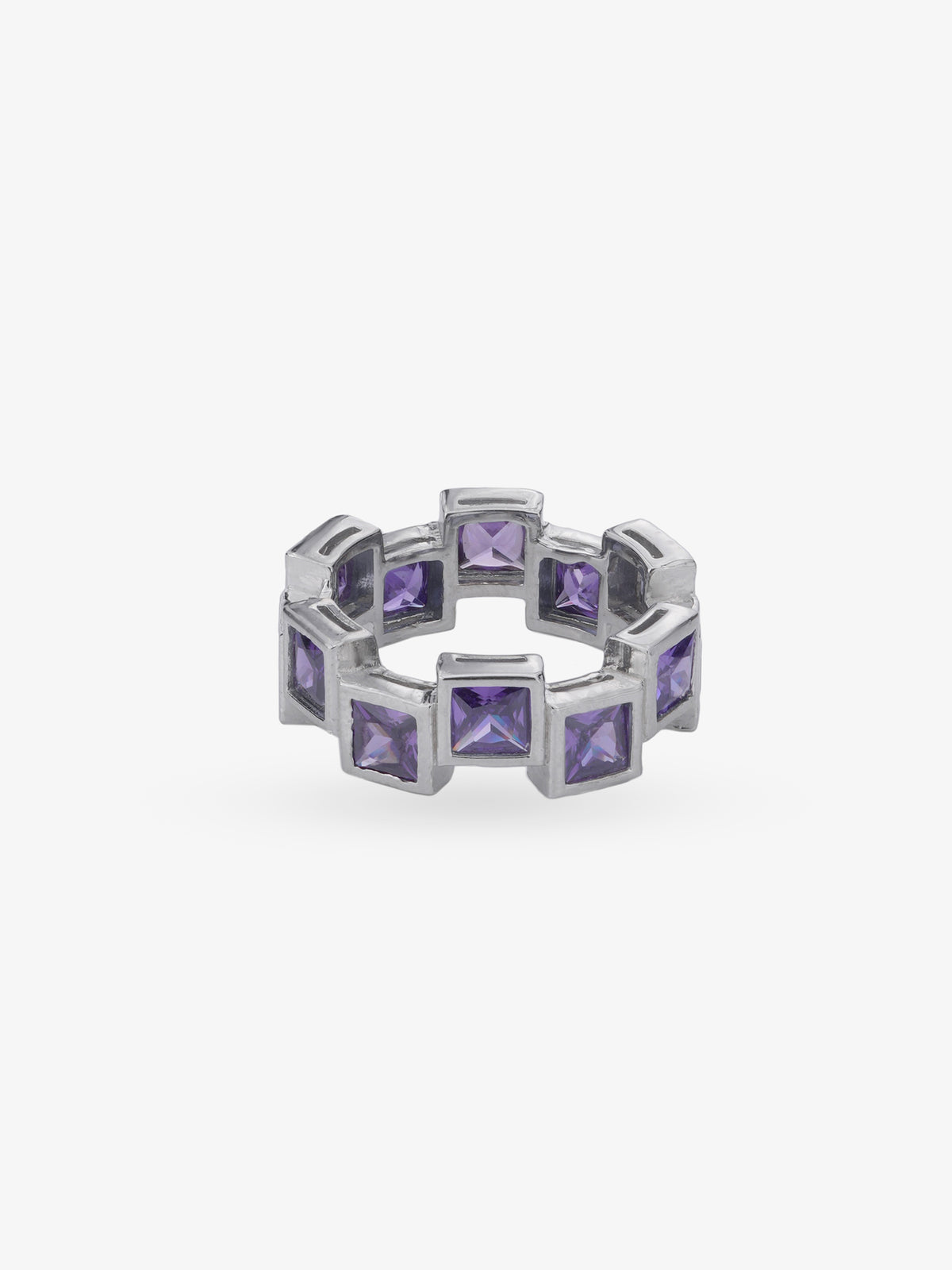 SIJA 925 Silver Amethyst Square Stack Ring sterling silver jewellery elegant hero shot