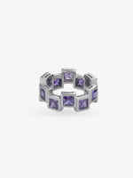 SIJA 925 Silver Amethyst Square Stack Ring sterling silver jewellery elegant hero shot