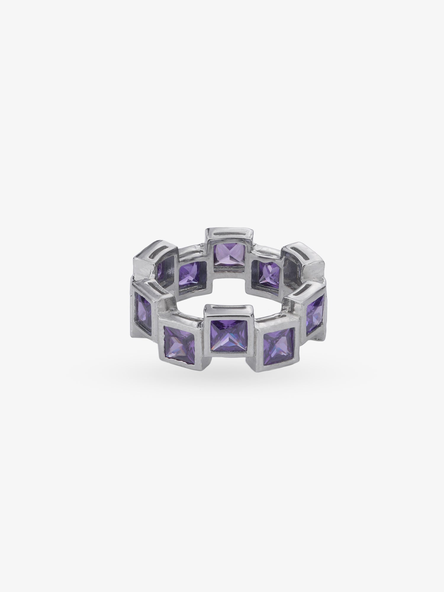 SIJA 925 Silver Amethyst Square Stack Ring sterling silver jewellery elegant hero shot