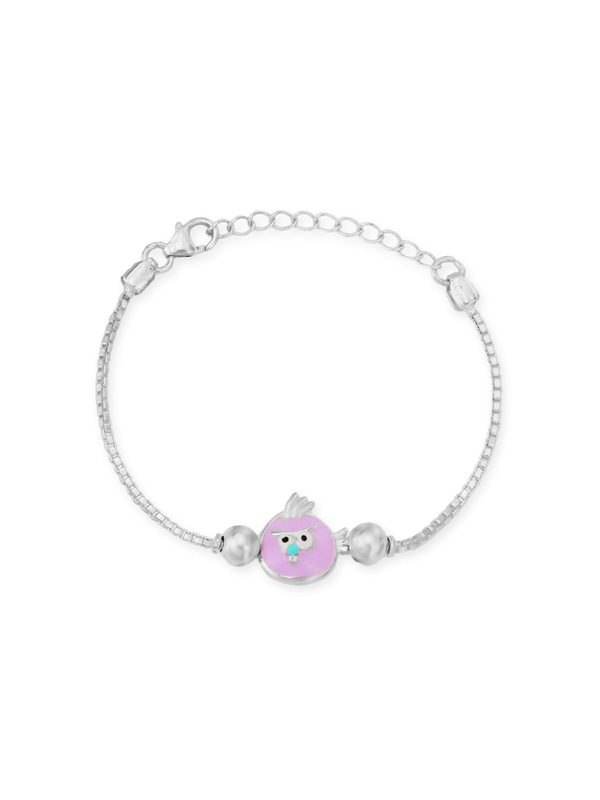 SIJA 925 Silver Angry Bird Chain Bracelet highlighting durable silver chain links and charm placement