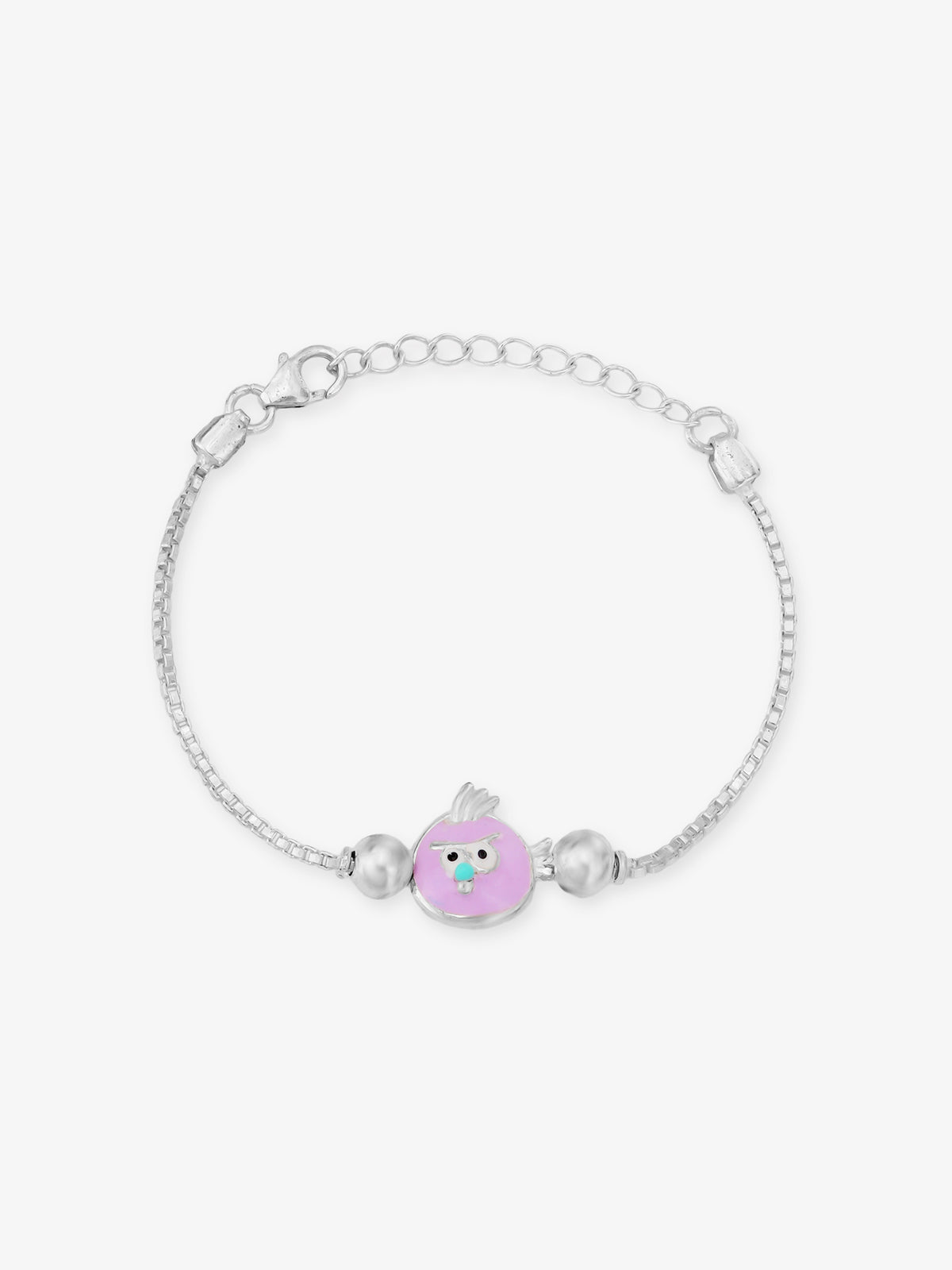 SIJA 925 Silver Angry Bird Chain Bracelet for kids sterling silver jewellery playful front view accessory
