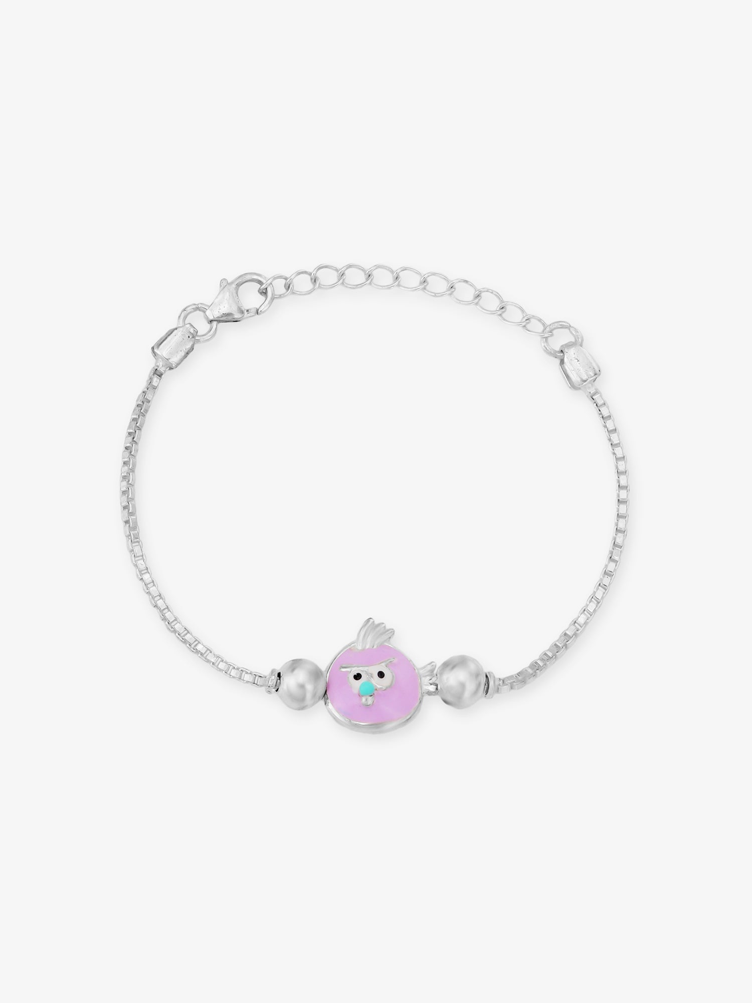 SIJA 925 Silver Angry Bird Chain Bracelet for kids sterling silver jewellery playful front view accessory