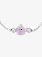 Detailed close up of SIJA 925 Silver Angry Bird Chain Bracelet showing enamel angry bird charm and handcrafted silver chain