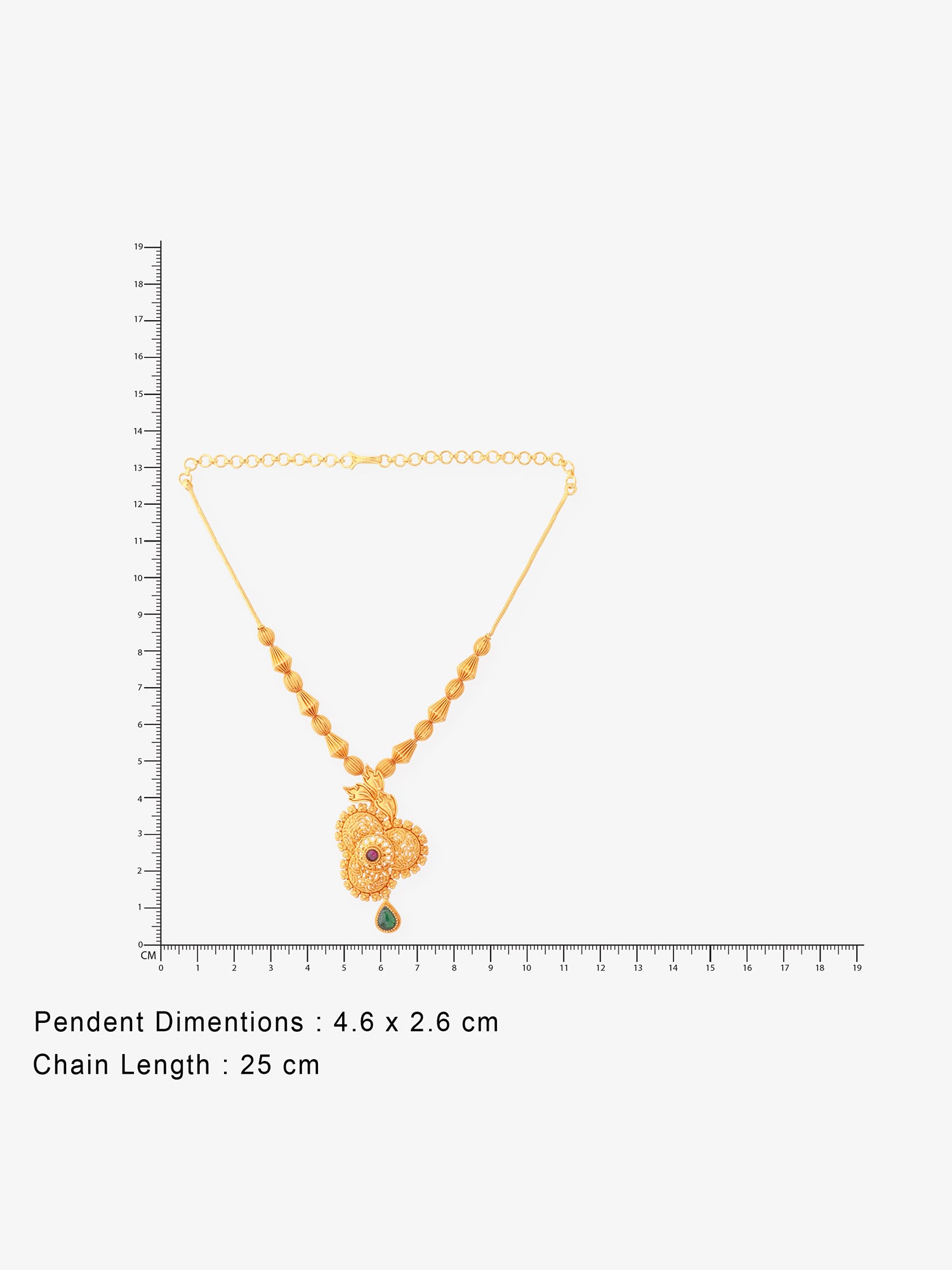Reverse of SIJA Antique Floral Gold Beads Necklace showing BIS 925 hallmark stamp certified sterling silver jewellery made in India