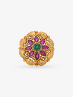 SIJA 925 Silver Antique Gardenia Bloom Ring gold plated women's ring elegant floral accessory front view