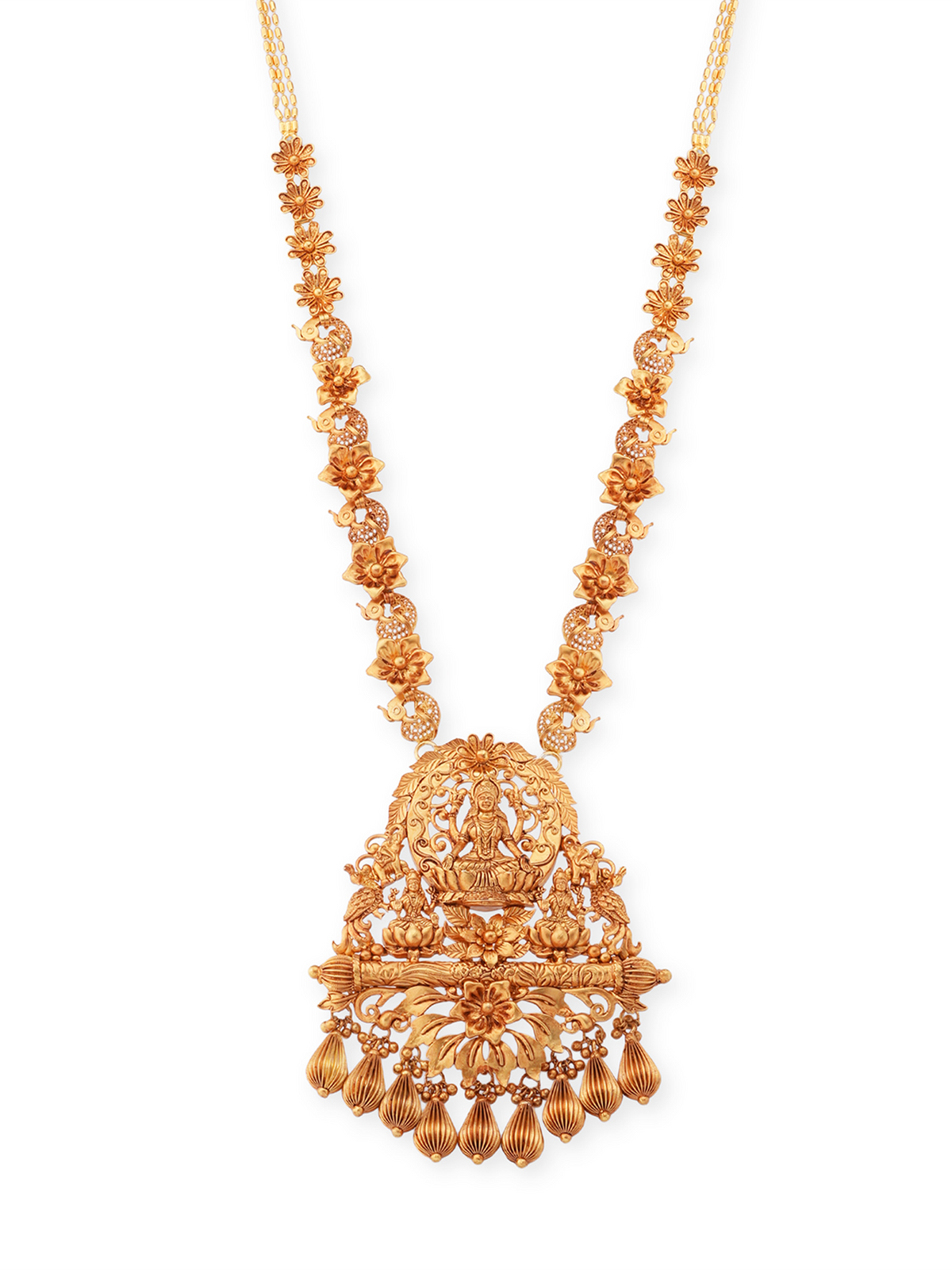 Detailed view of SIJA 925 silver Antique Gold Plated Haram floral and peacock motifs highlighting intricate gold plated finish and ornamental craftsmanship