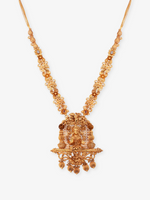 SIJA 925 Silver Antique Gold Plated Haram with Lakshmi Pendant temple jewellery full front hero view festive accessory
