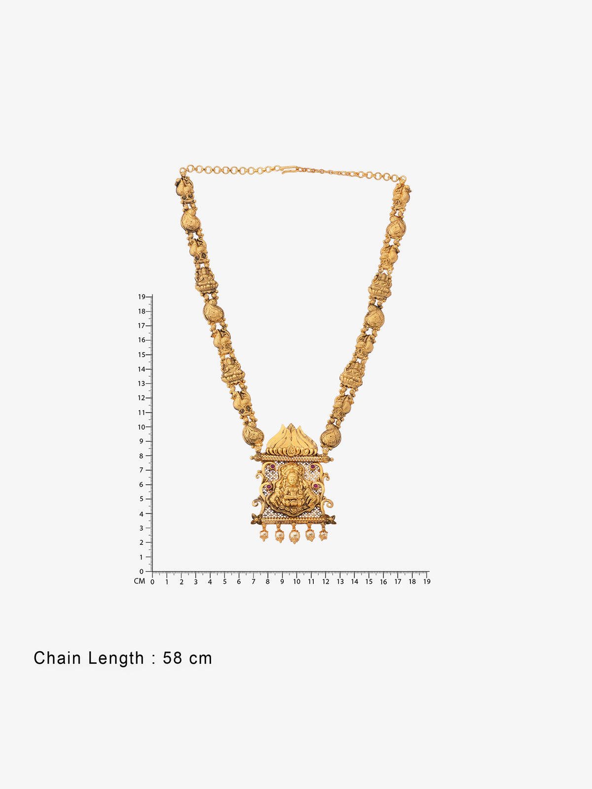 Reverse of SIJA Antique Gold Plated Haram showing BIS 925 hallmark stamp certified sterling silver jewellery made in India