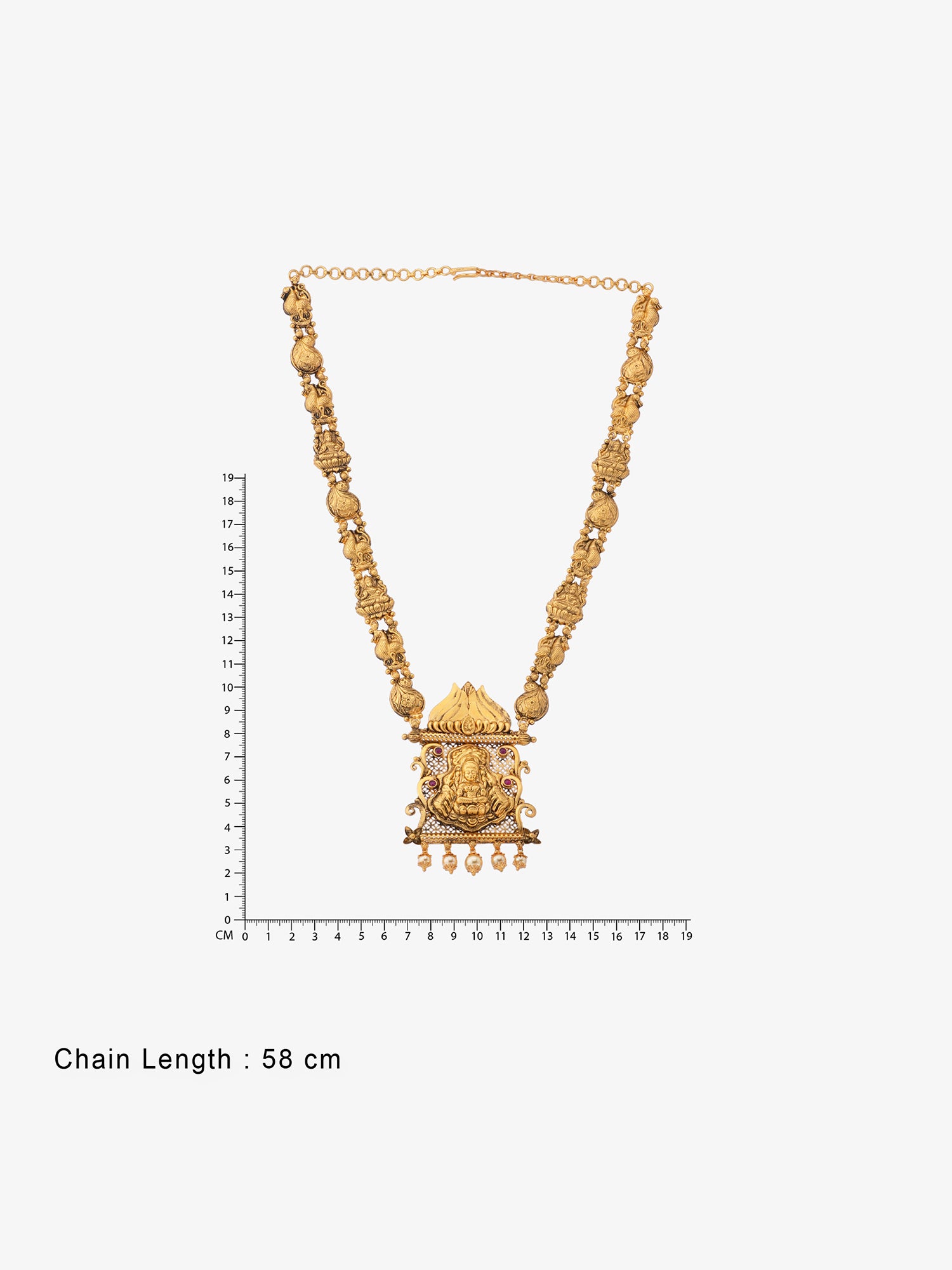 Reverse of SIJA Antique Gold Plated Haram showing BIS 925 hallmark stamp certified sterling silver jewellery made in India
