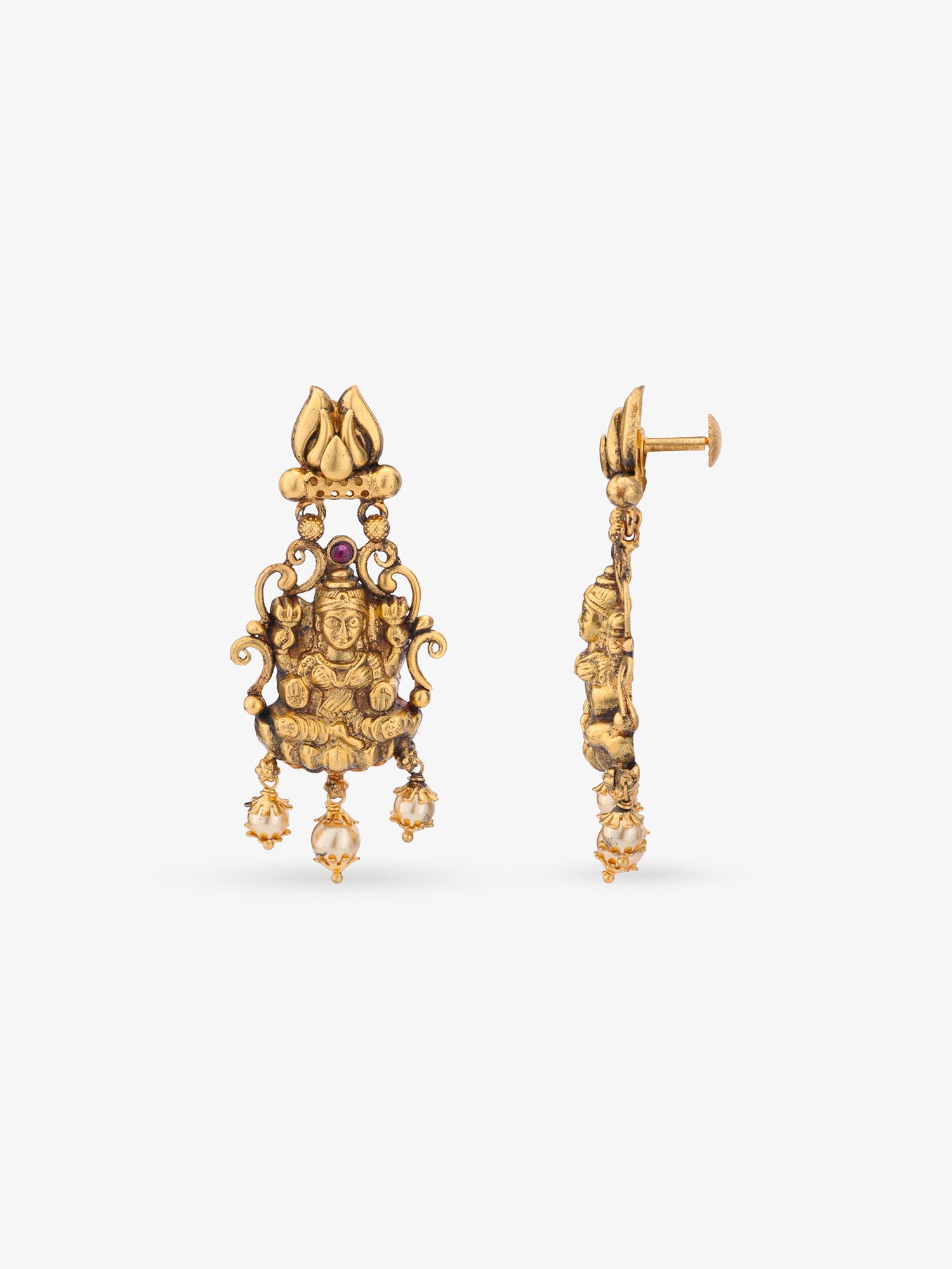 Side profile of SIJA 925 silver Antique Gold Plated Maanga Peacock Haram showing polished edges and durable sterling silver construction