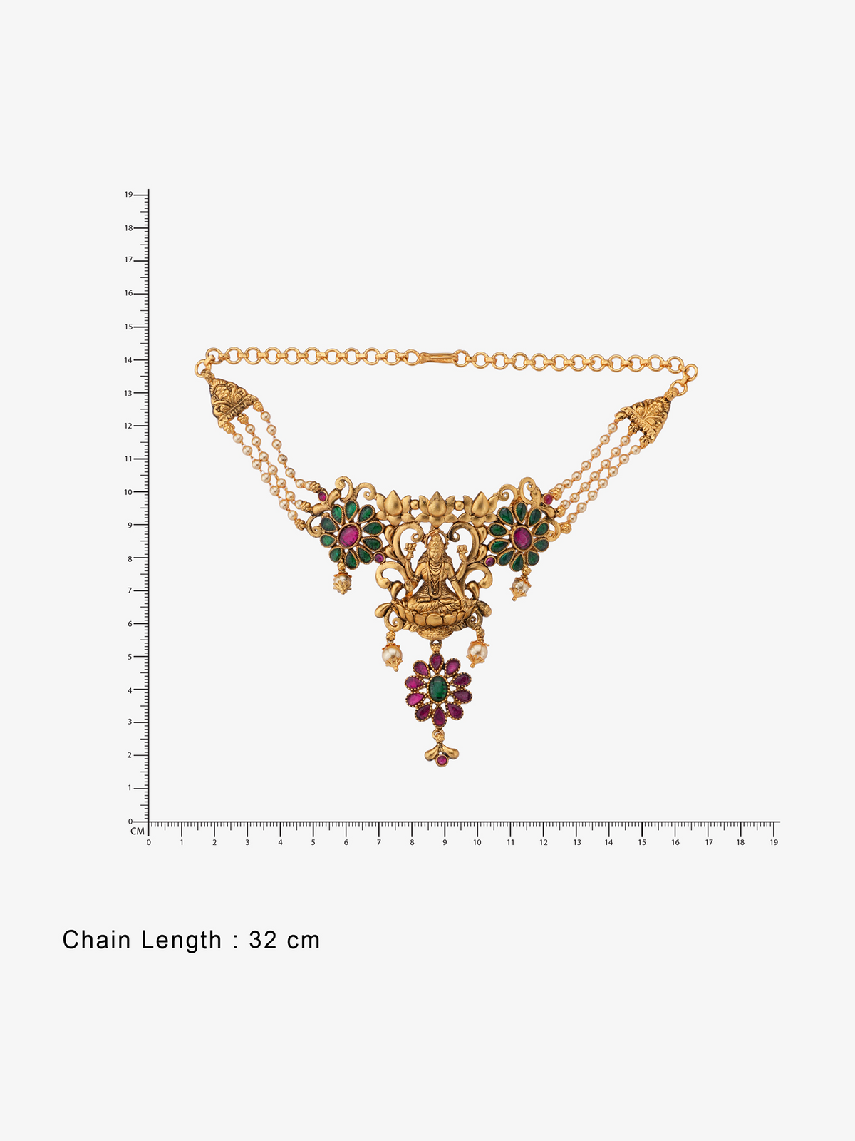 Close‑up of SIJA 925 silver Antique Lakshmi Choker showing goddess Lakshmi motif detailing and handcrafted temple jewellery design