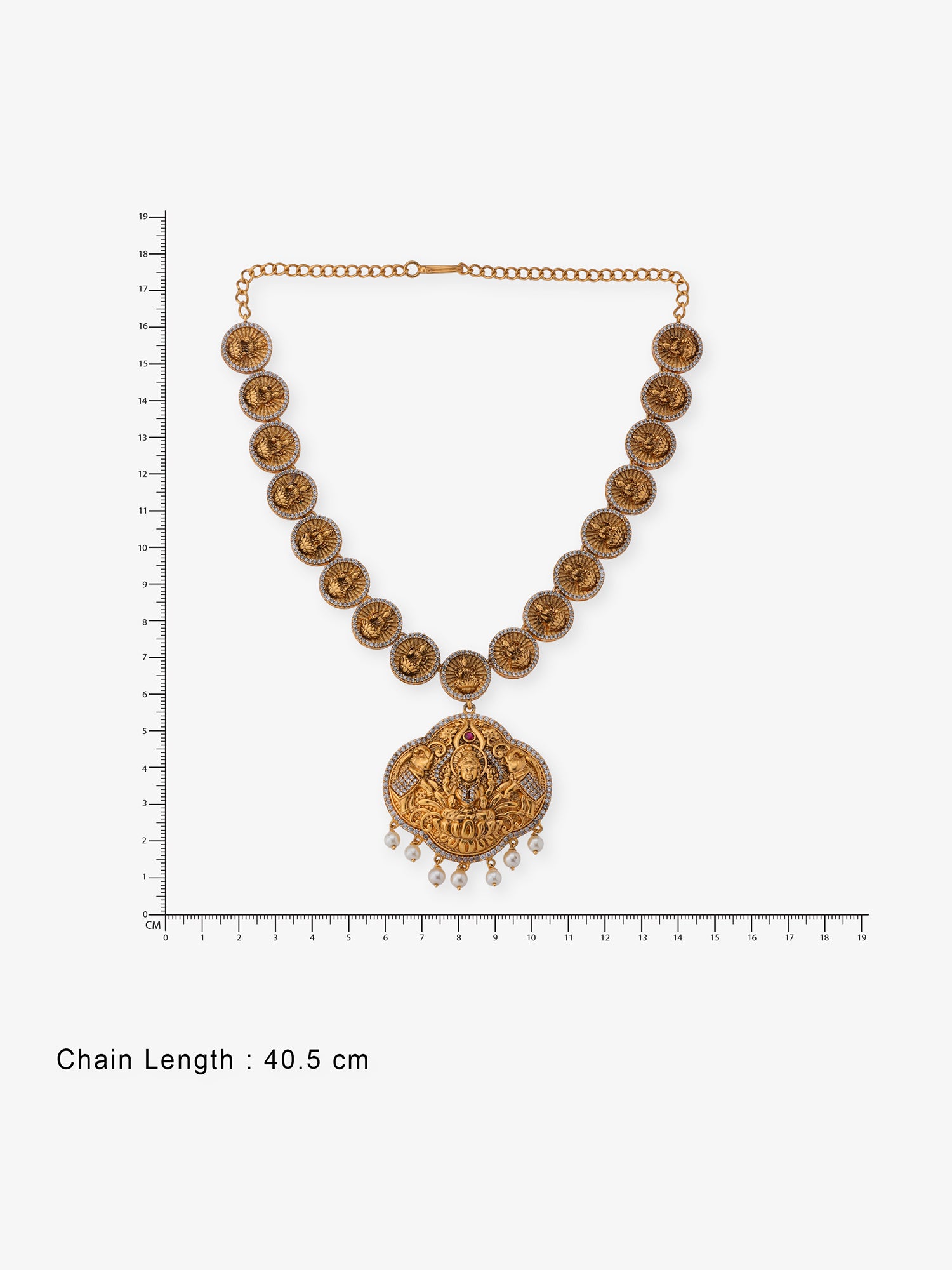 Reverse of SIJA Antique Lakshmi Devi Necklace showing BIS 925 hallmark stamp certified sterling silver jewellery made in India