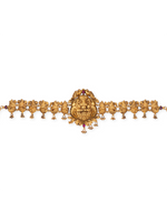 Detailed view of SIJA 925 silver Antique Gold Plated Necklace highlighting peacock motif with intricate gold plated finish and ornamental craftsmanship