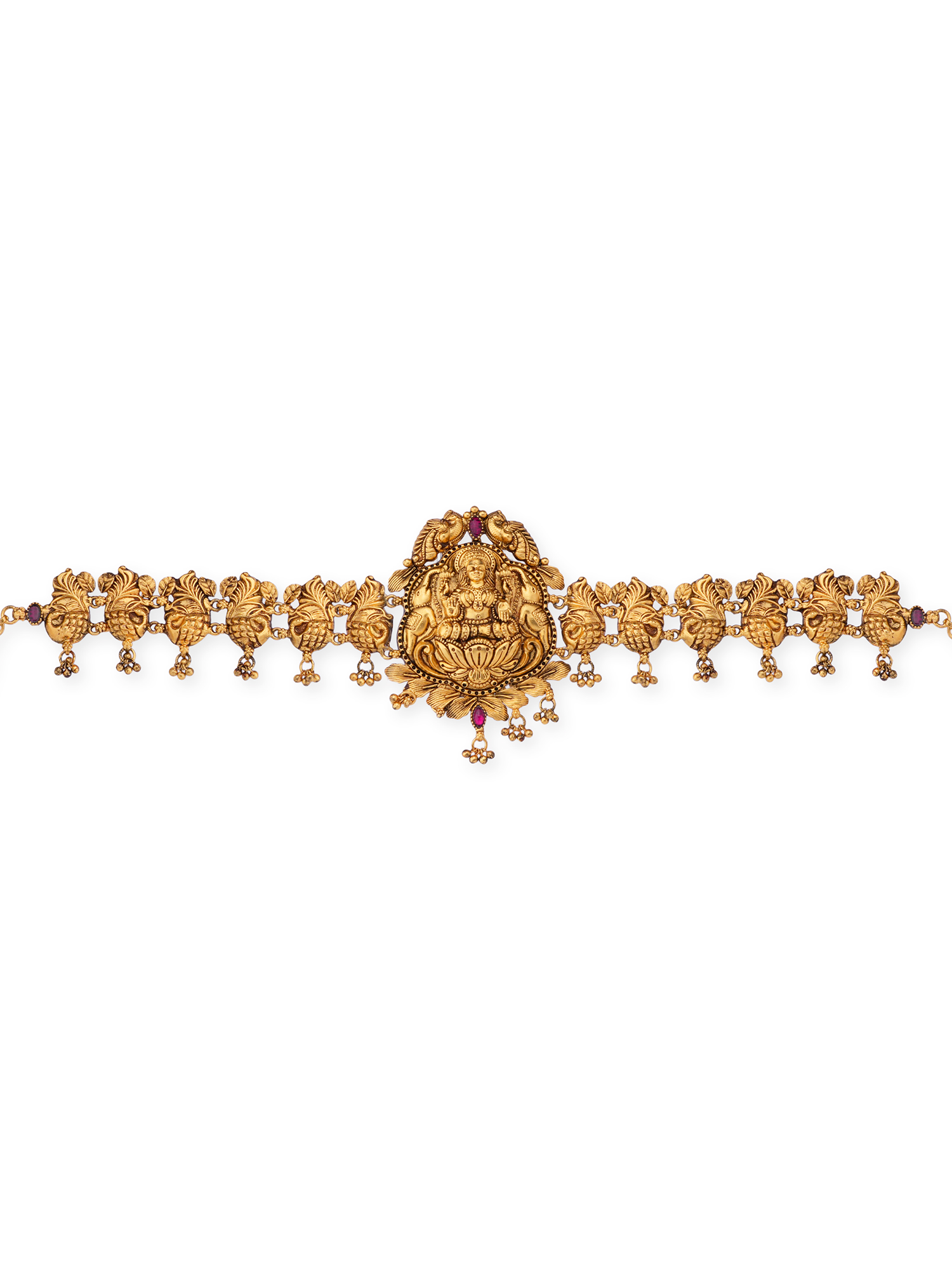 Detailed view of SIJA 925 silver Antique Gold Plated Necklace highlighting peacock motif with intricate gold plated finish and ornamental craftsmanship