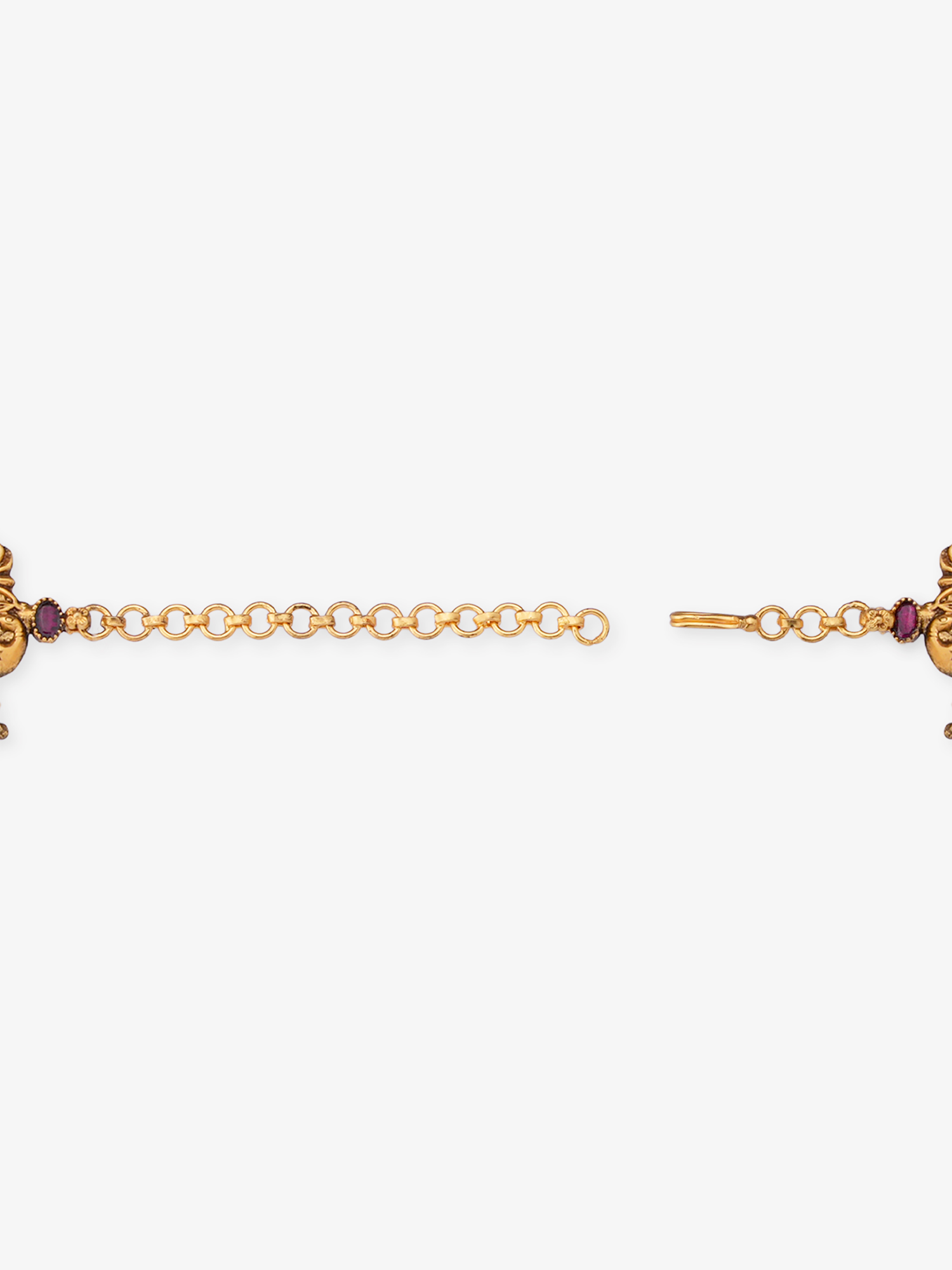 Side profile of SIJA 925 silver Antique Gold Plated Lakshmi with Peacock Necklace showing polished edges and durable sterling silver construction