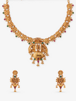 SIJA 925 Silver Antique Gold Plated Ramar Sita with Garuda Necklace and Earrings temple jewellery full front hero view festive accessory