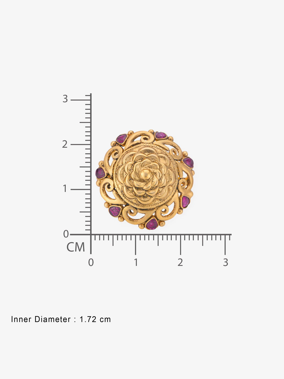 Reverse view of SIJA Antique Rose Bloom Ring showing BIS 925 hallmark certified sterling silver jewellery made in India