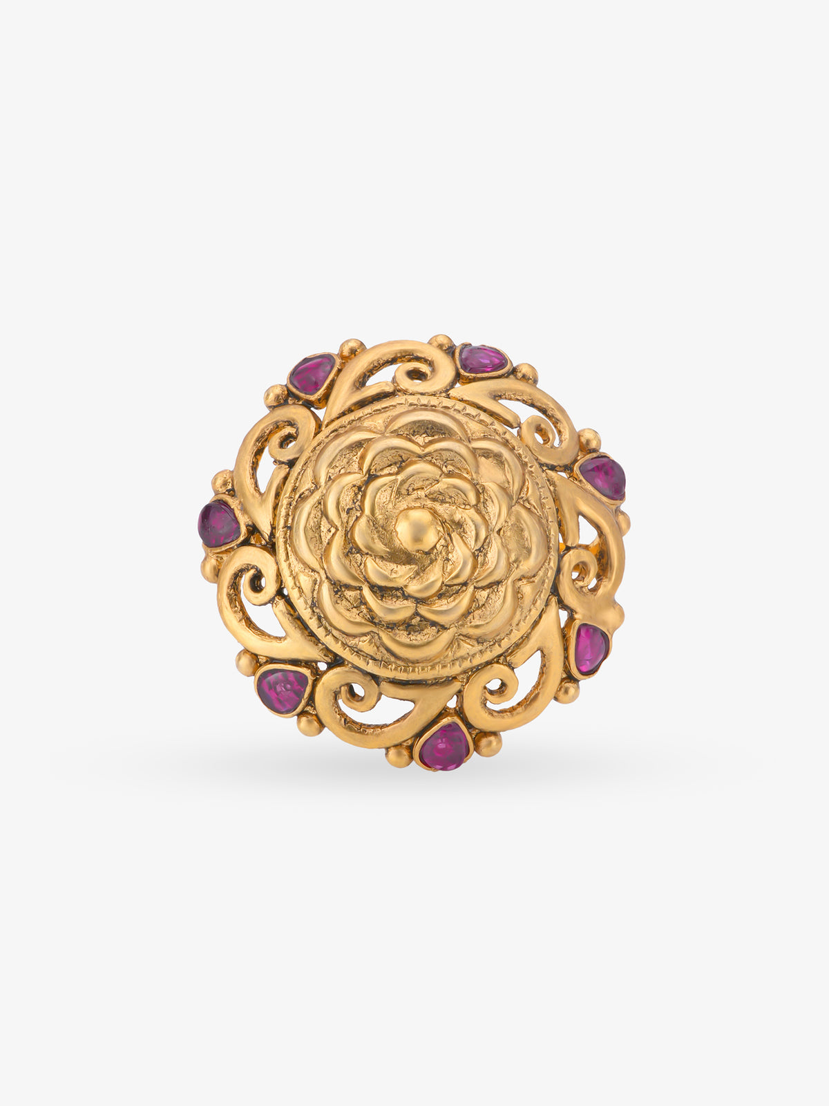 SIJA 925 Silver Antique Rose Bloom Ring gold plated womens ring elegant floral accessory front view