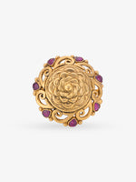 SIJA 925 Silver Antique Rose Bloom Ring gold plated womens ring elegant floral accessory front view