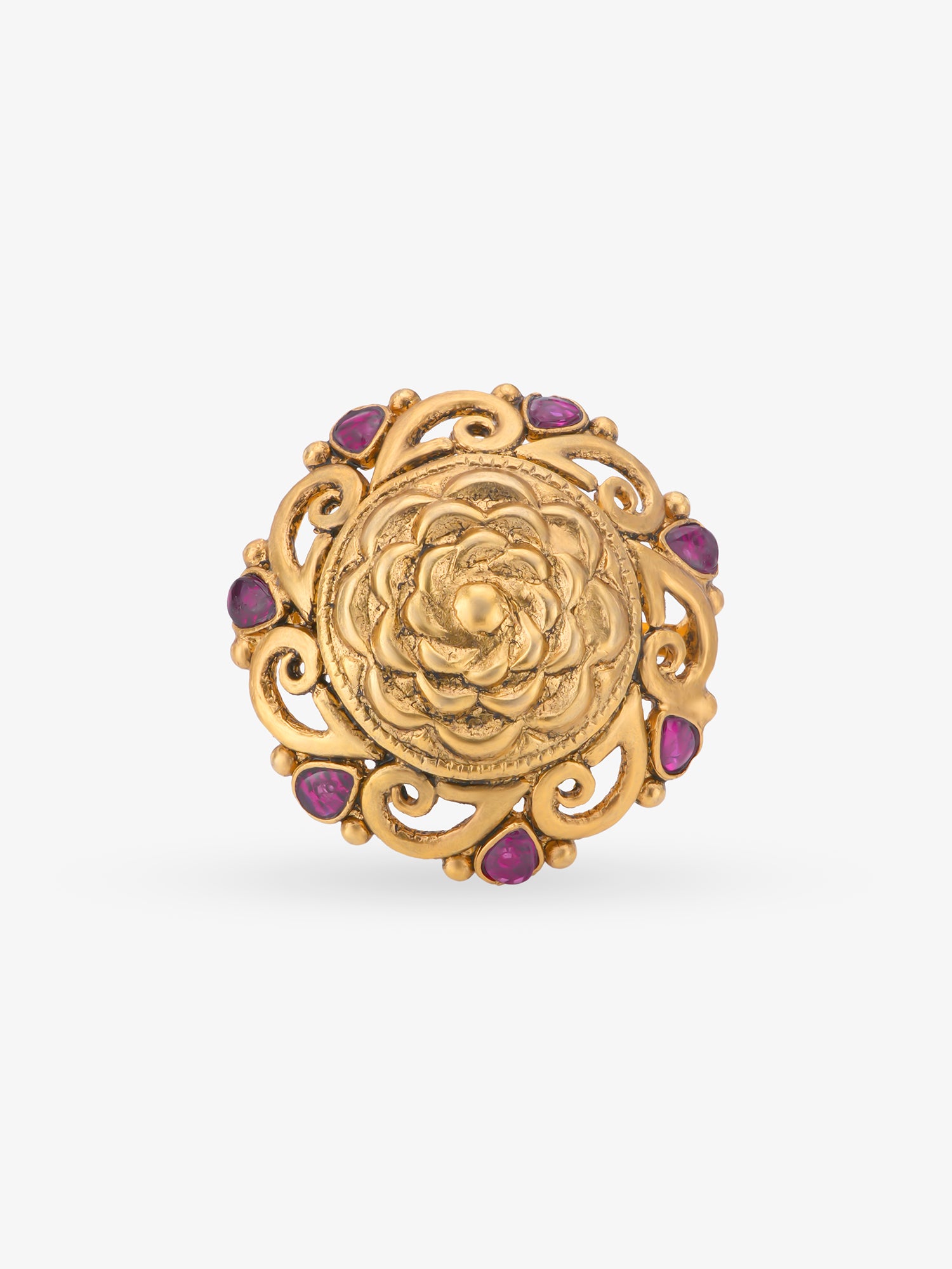 SIJA 925 Silver Antique Rose Bloom Ring gold plated womens ring elegant floral accessory front view