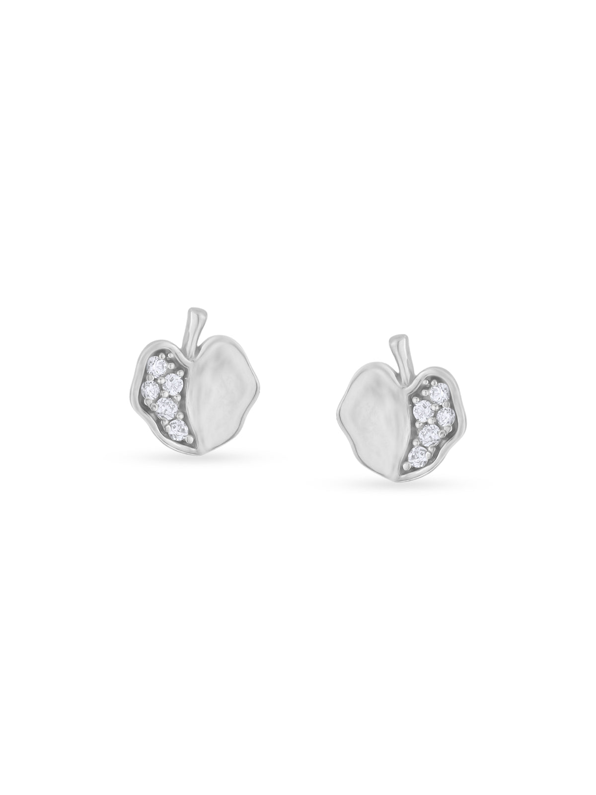 Detailed close up of SIJA 925 Silver Apple Stoned Earrings showing sparkling apple‑shaped stone design