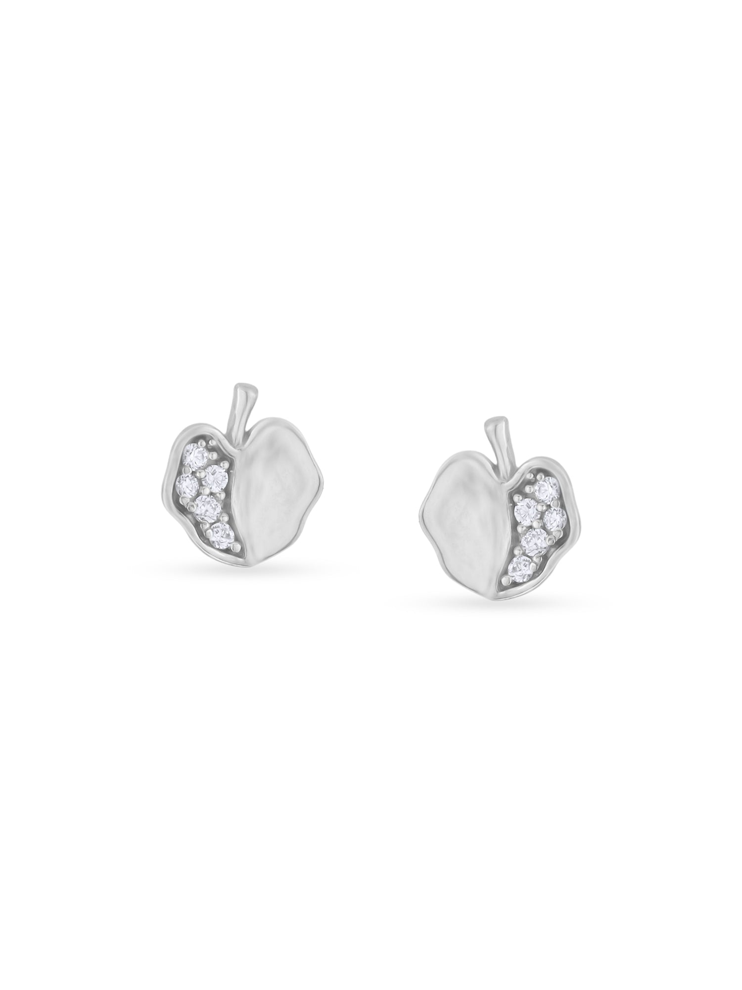 Detailed close up of SIJA 925 Silver Apple Stoned Earrings showing sparkling apple‑shaped stone design