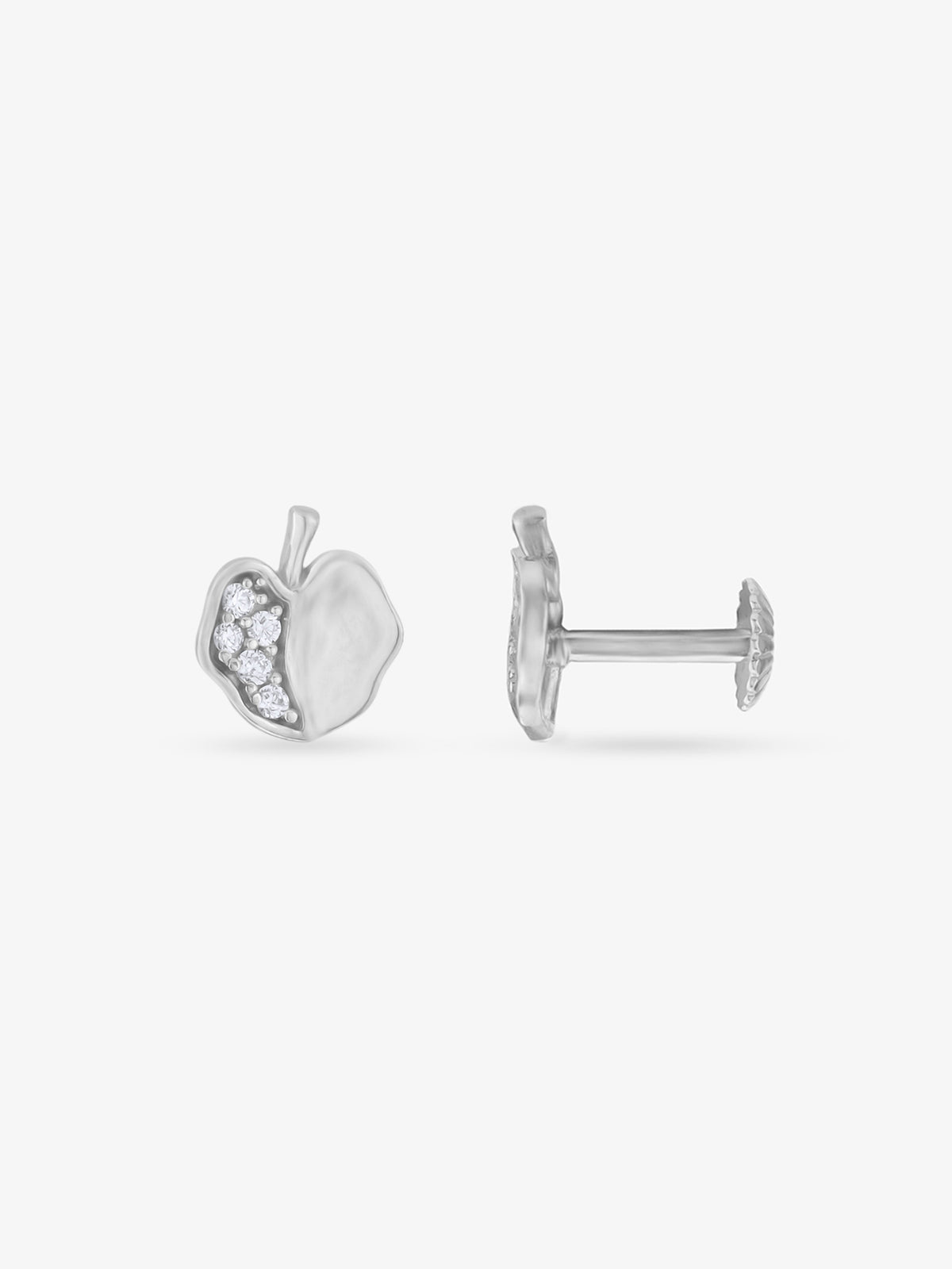 Back view of SIJA 925 Silver Apple Stoned Earrings showcasing secure push‑back clasp and BIS hallmark