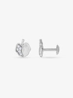 Back view of SIJA 925 Silver Apple Stoned Earrings showcasing secure push‑back clasp and BIS hallmark