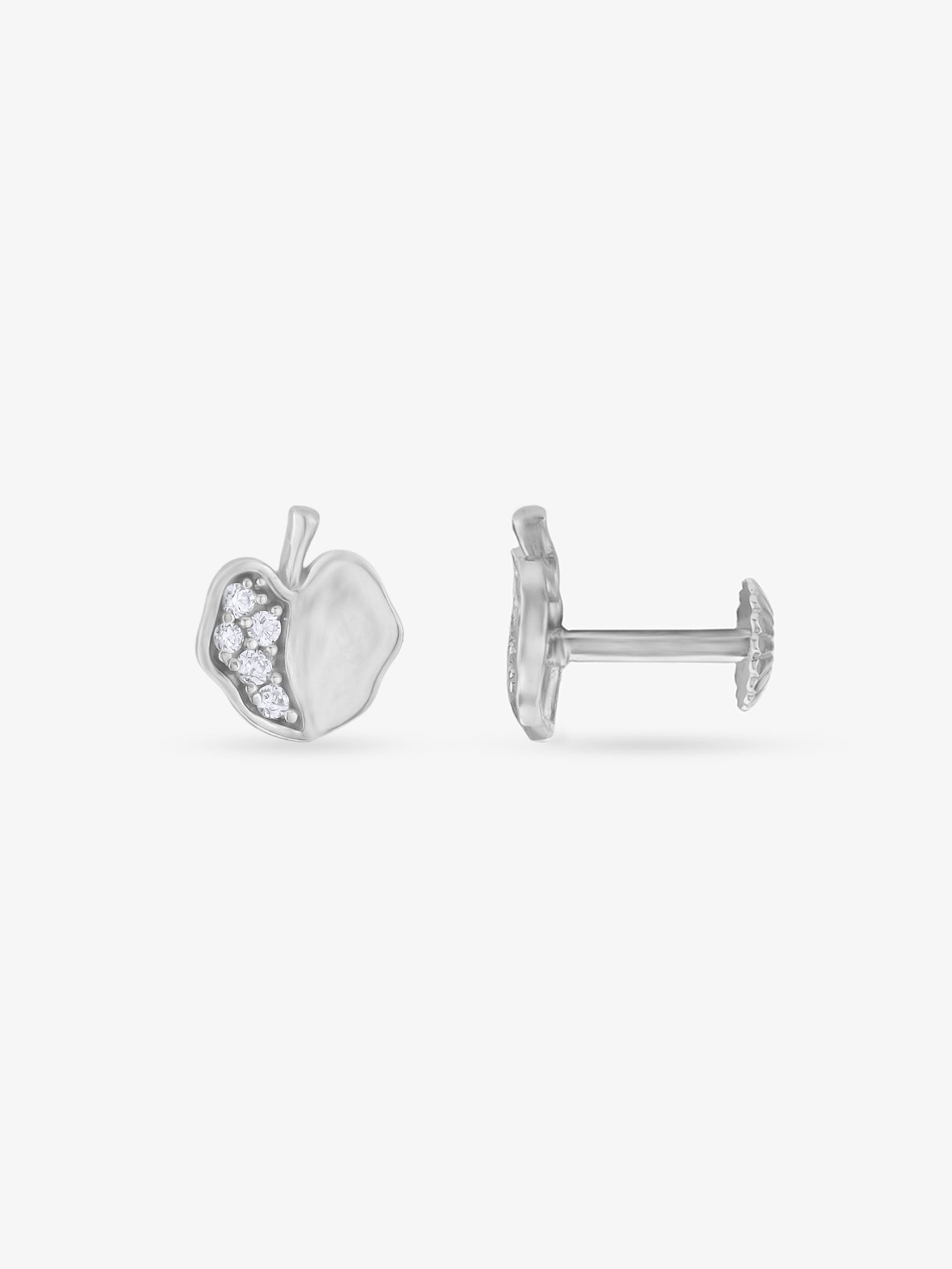 Back view of SIJA 925 Silver Apple Stoned Earrings showcasing secure push‑back clasp and BIS hallmark