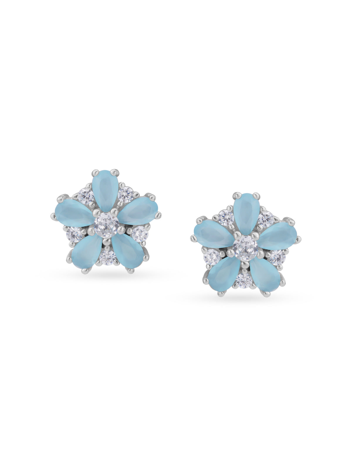 Detailed close up of SIJA Blossom Stud showing delicate floral blossom motif and premium silver craftsmanship