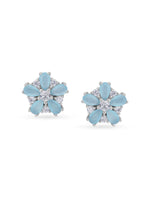 Detailed close up of SIJA Blossom Stud showing delicate floral blossom motif and premium silver craftsmanship