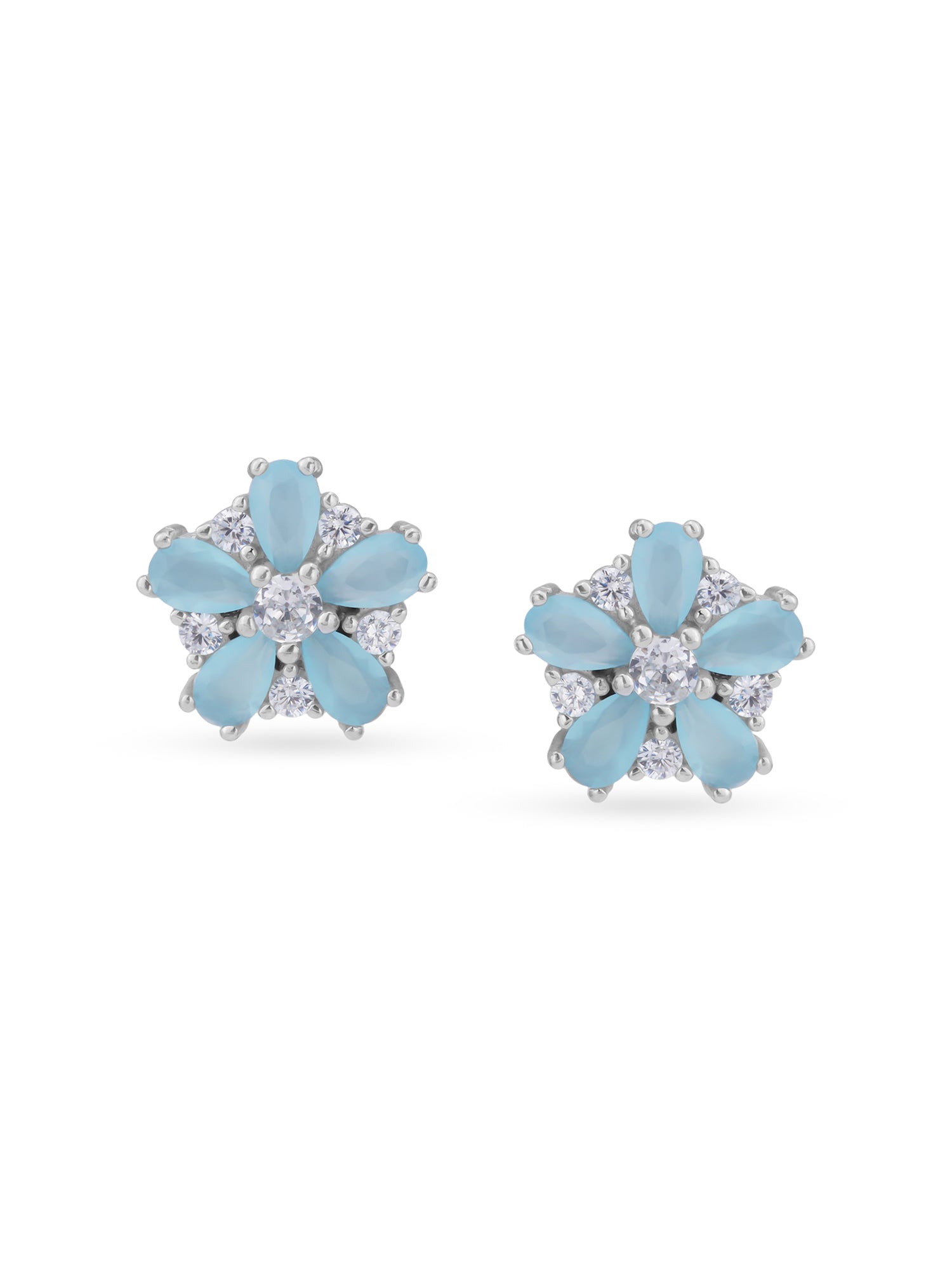 Detailed close up of SIJA Blossom Stud showing delicate floral blossom motif and premium silver craftsmanship
