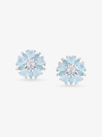 SIJA 925 Silver Aqua Heart Blossom Stud elegant sterling silver womens jewellery accessory front view